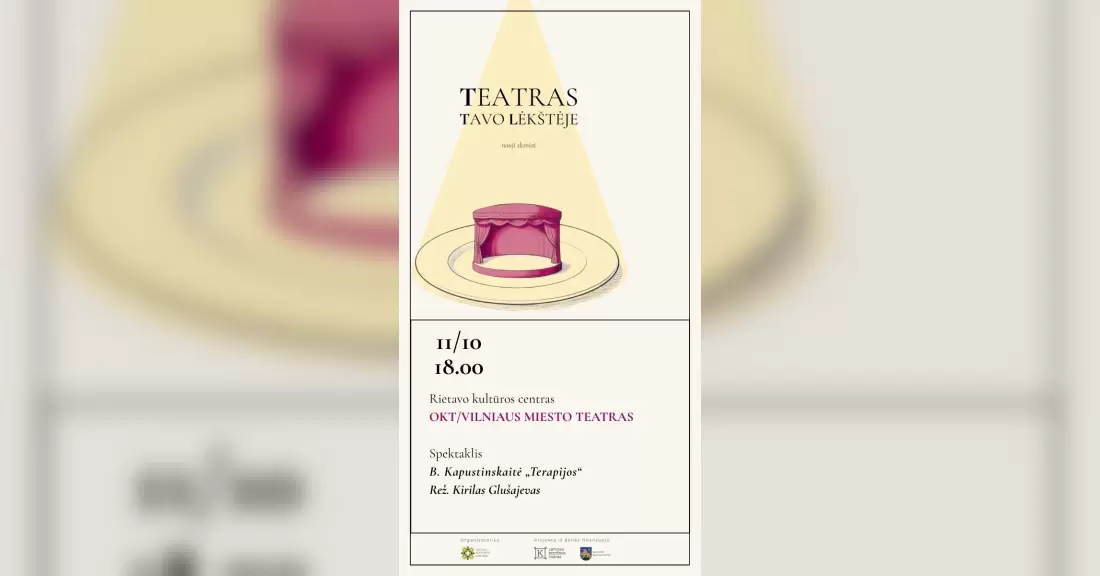 Pirkti bilietus OKT/Vilniaus miesto teatro spektaklis – B. Kapustinskaitė „Terapijos“, rež. Kirilas Glušajevas Rietavas, Rietavo kultūros centras Lapkritis 10