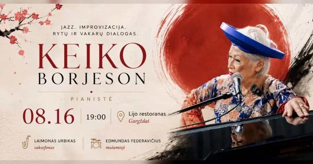 Pirkti bilietus Keiko Borjeson trio „Tekančios saulės improvizacija“ Gargždai, LIJO Rugpjūtis 16