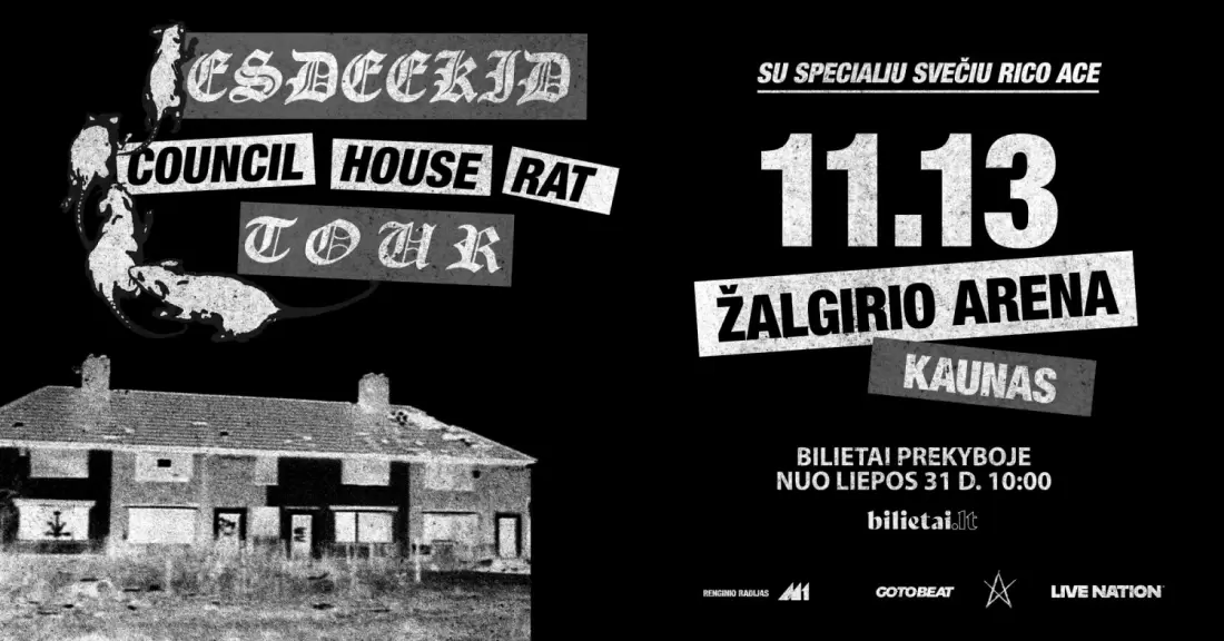 Pirkti bilietus EsDeeKid - Council House Rat Tour Kaunas, Kauno Žalgirio arena Lapkritis 13