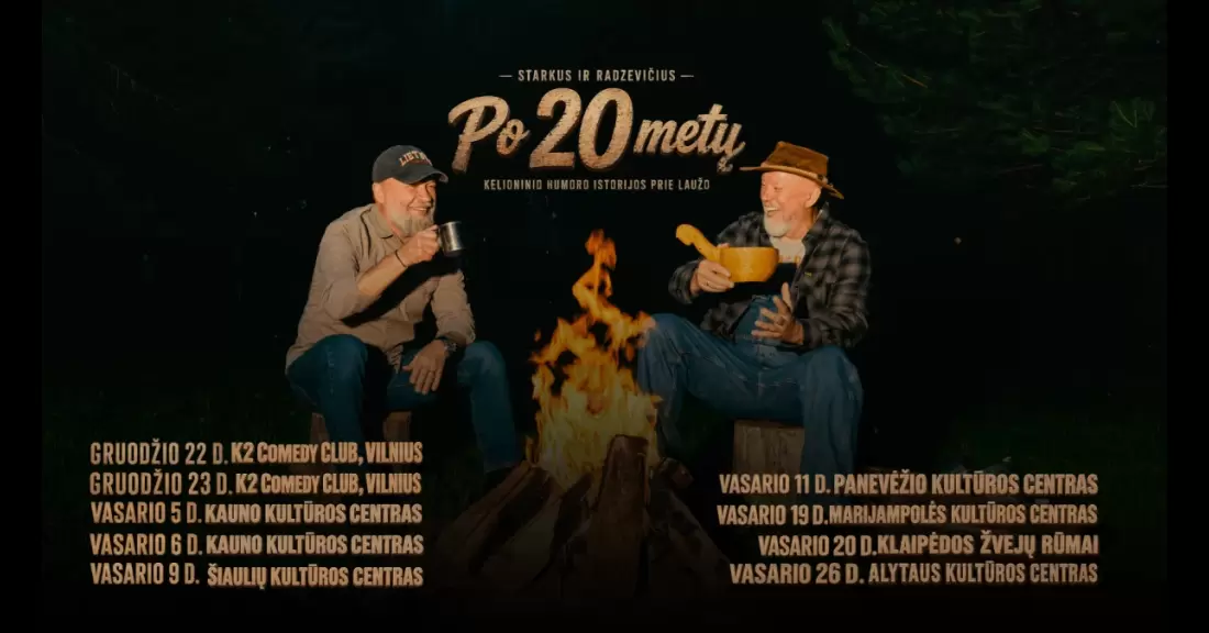 Pirkti bilietus Starkus ir Radzevičius. Po 20 metų: kelioninio humoro istorijos prie laužo Vilnius, K2 Comedy Club Gruodis 22