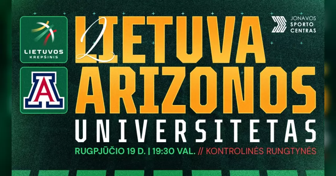Pirkti bilietus Kontrolinės krepšinio rungtynės: Lietuva - Arizonos Universitetas Jonava, Jonavos sporto arena Rugpjūtis 19