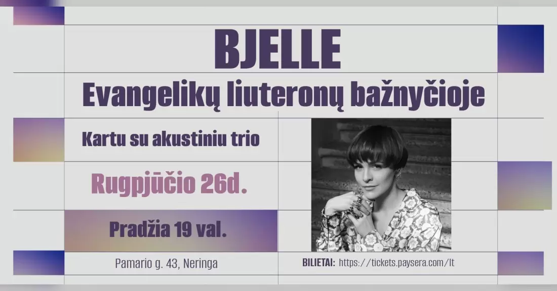 Pirkti bilietus Bjelle | Akustinis trio | Nida Neringa, Nidos evangelikų liuteronų bažnyčia Rugpjūtis 26