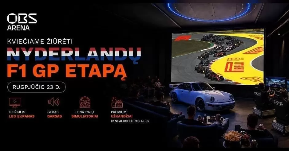 Pirkti bilietus Nyderlandų F1 GP Etapas OBS Arenoje Vilnius, Liepkalnio g. 84 Rugpjūtis 23