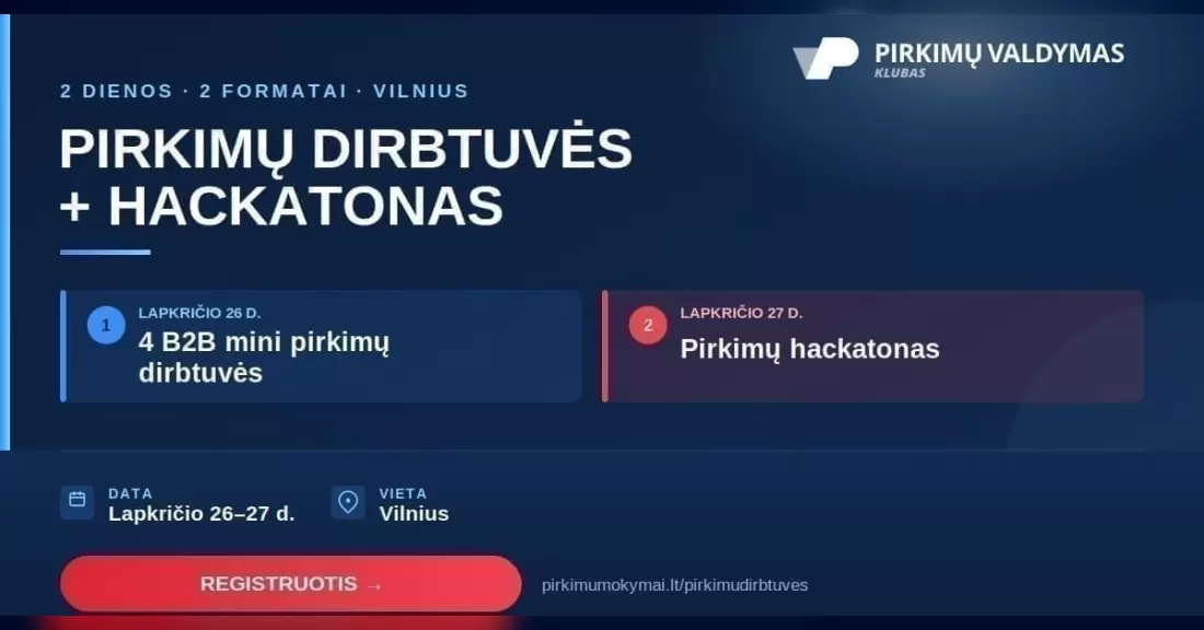 Pirkti bilietus 4 Mini B2B pirkimų dirbtuvės + Hackatonas Vilnius Vilnius, Vilnius Grand Resort Lapkritis 26-27
