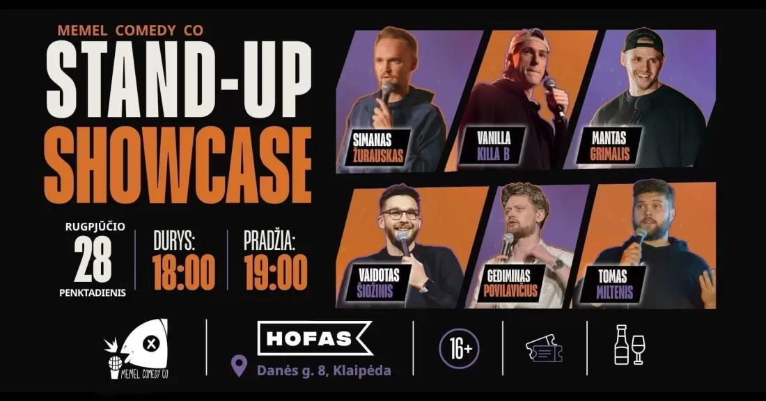Pirkti bilietus Memel Comedy Co - STAND UP Showcase / HOFAS - Klaipėda / 08.28 Klaipėda, Hofas Rugpjūtis 28