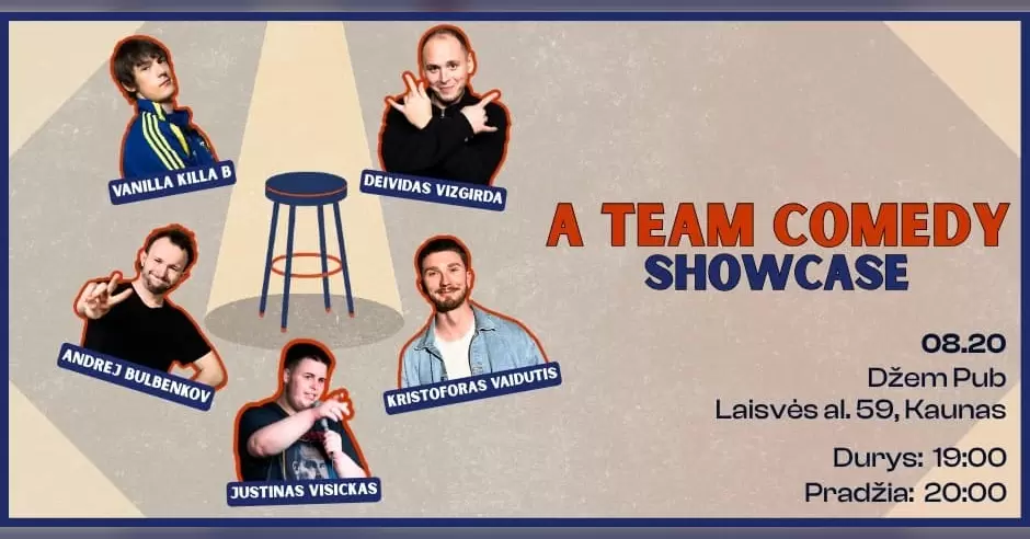 Pirkti bilietus A Team comedy showcase (Kaunas) Kaunas, Džempub Rugpjūtis 20