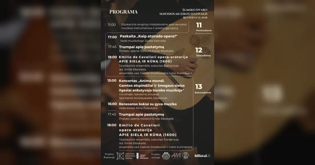 Pirkti bilietus Šumsko dvaro senosios muzikos festivalis 2026. Sekmadienio bilietas Kalvelių seniūnija, Šumsko, Laukininkų dvaro sodyba Rugsėjis 13