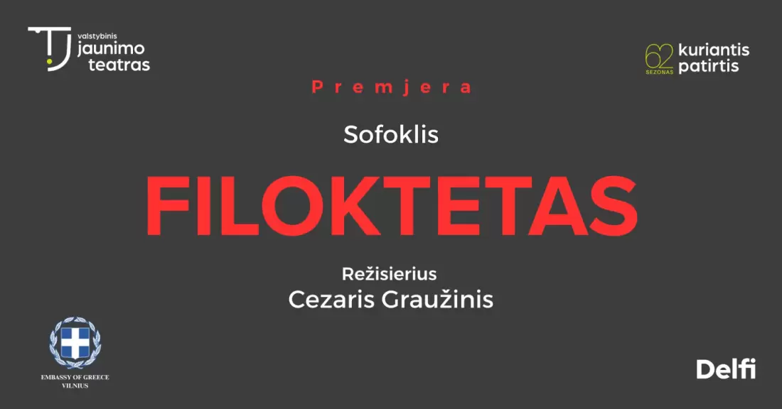 Pirkti bilietus FILOKTETAS. Rež. Cezaris Graužinis Vilnius, Valstybinis jaunimo teatras Gruodis 16