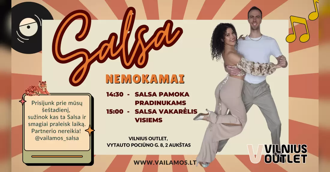 Pirkti bilietus NEMOKAMA SALSA DIENA Vilnius, Vilniaus Pilaitės gimnazija Rugsėjis 12