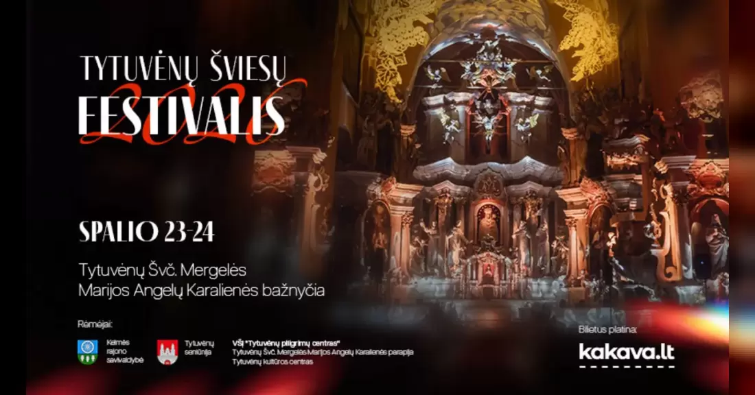 Pirkti bilietus Tytuvėnų šviesų festivalis 2026 | Andrius Kaniava Tytuvėnai, Švc. Mergelės Marijos Angelų karalienės bažnyčia Spalis 24