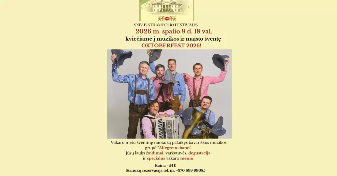 Pirkti bilietus XXIV Bistrampolio festivalis | Muzikos ir maisto šventė OKTOBERFEST 2026 Panevėžys, Bistrampolio dvaras Spalis 09