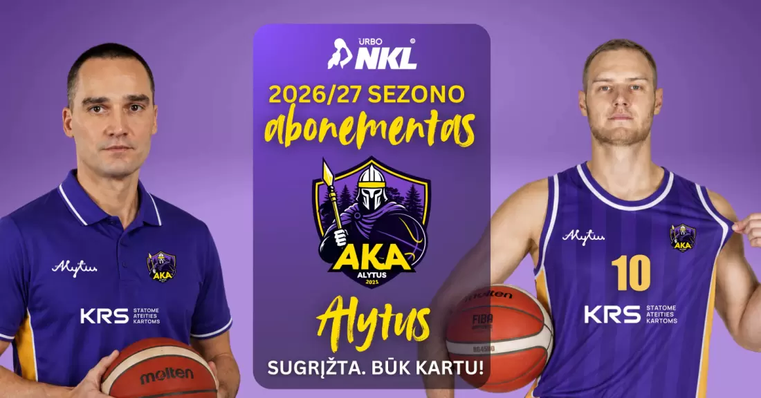 Pirkti bilietus AKA 2026/27 abonementas Alytus, Alytaus sporto ir rekreacijos centras 2027 Rugsėjis 01 - Birželis 20