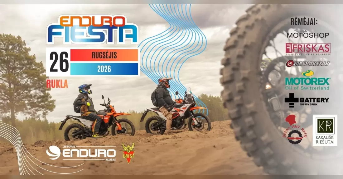 Pirkti bilietus ENDURO FIESTA RUKLA 2026-09-26 Gegužinė, Senosios Gegužinės ūkis Rugsėjis 26