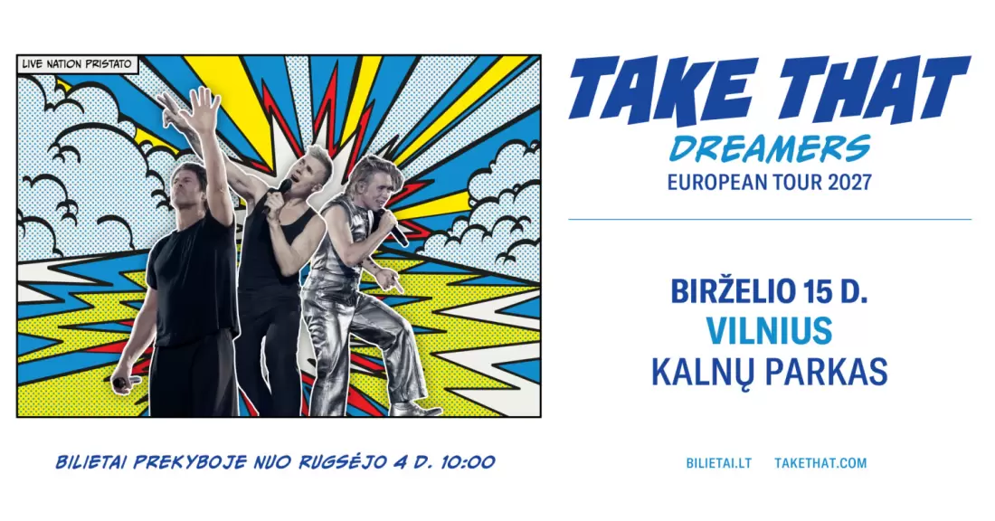 Pirkti bilietus TAKE THAT - European Tour 2027 Vilnius, Kalnų parkas 2027 Birželis 15