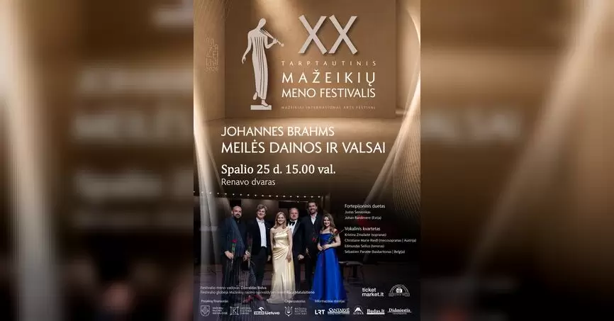 Pirkti bilietus Koncertas JOHANNES BRAHMS – MEILĖS DAINOS IR VALSAI Dvaro g. 2, Renavas, Mažeikių r., Renavo dvaras Spalis 25