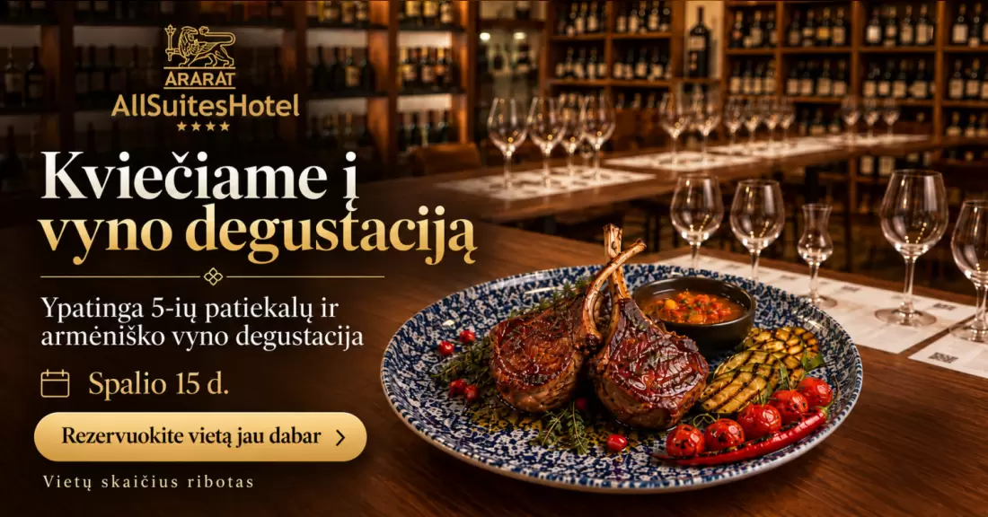 Pirkti bilietus Ypatinga 5-ių patiekalų ir vyno degustacijos vakarienė Klaipėda, Ararat restoranas - vyno kambarys Spalis 15