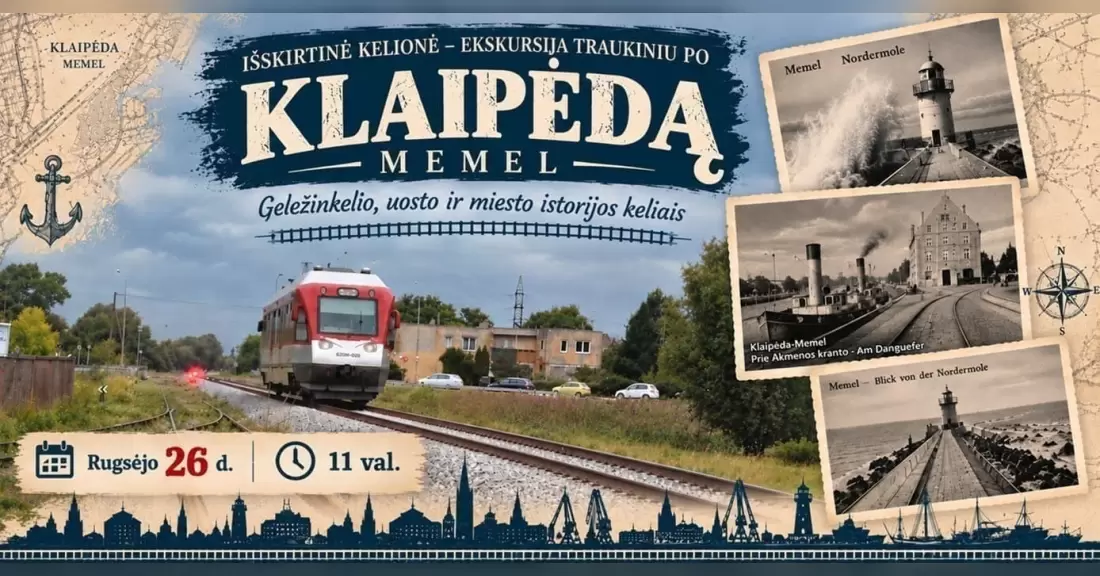 Pirkti bilietus Išskirtinė kelionė - ekskursija traukiniu po Klaipėdą Klaipėda, Klaipėdos traukinių stotis Rugsėjis 26