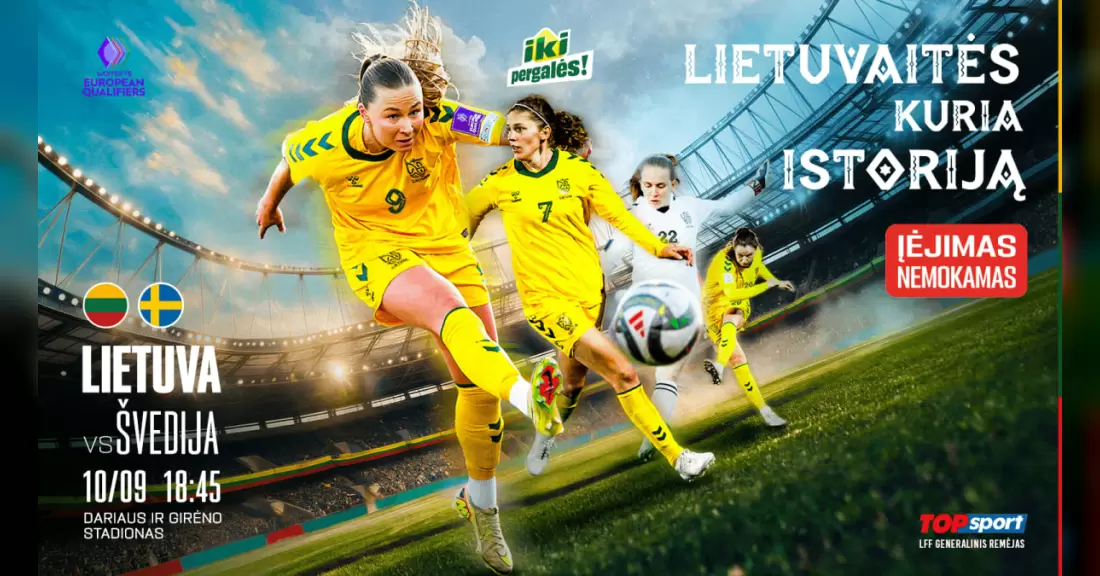 Pirkti bilietus Lietuvos moterų futbolo rinktinės rungtynės: Lietuva – Švedija Kaunas, Dariaus ir Girėno stadionas Spalis 09