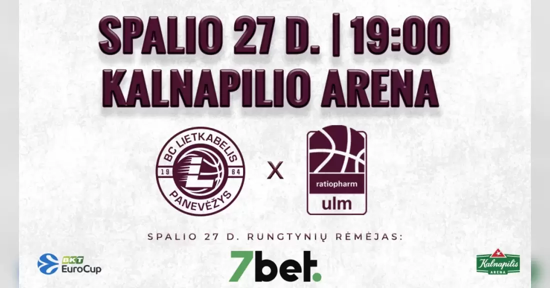 Pirkti bilietus EuroCup rungtynės: Panevėžio „Lietkabelis“ – Ulmo „Ratiopharm“ Panevėžys, Kalnapilio arena Spalis 27