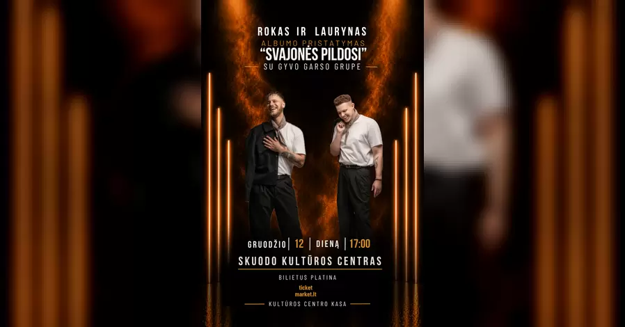 Pirkti bilietus „Rokas ir Laurynas“ – 10 metų scenoje! Skuodas, Skuodo kultūros centras Gruodis 12