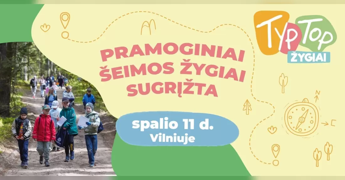 Pirkti bilietus TYP TOP šeimų žygis su pramogomis spalį Vilnius, Dvarčionių šaltinis Spalis 11