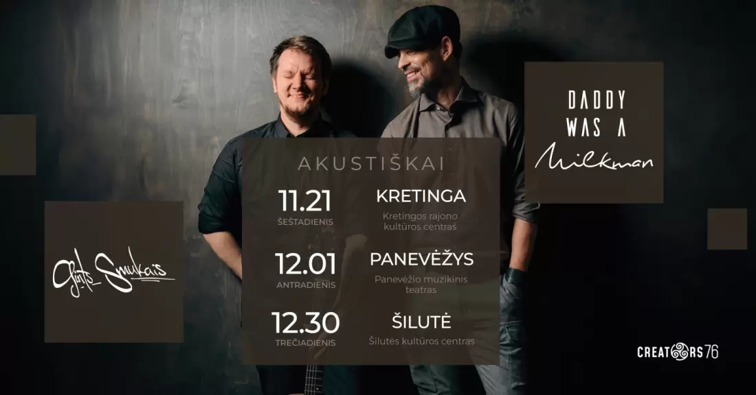 Pirkti bilietus Daddy was A Milkman akustiškai | Panevėžys Panevėžys, Panevėžio muzikinis teatras Gruodis 01