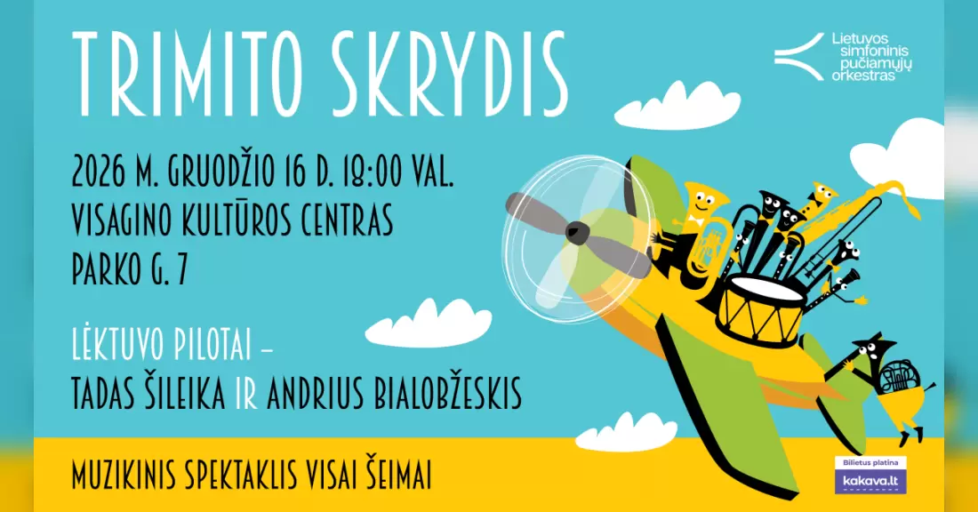 Pirkti bilietus MUZIKINIS SPEKTAKLIS „TRIMITO SKRYDIS“ Visaginas, Visagino kultūros centras, Draugystė Gruodis 16