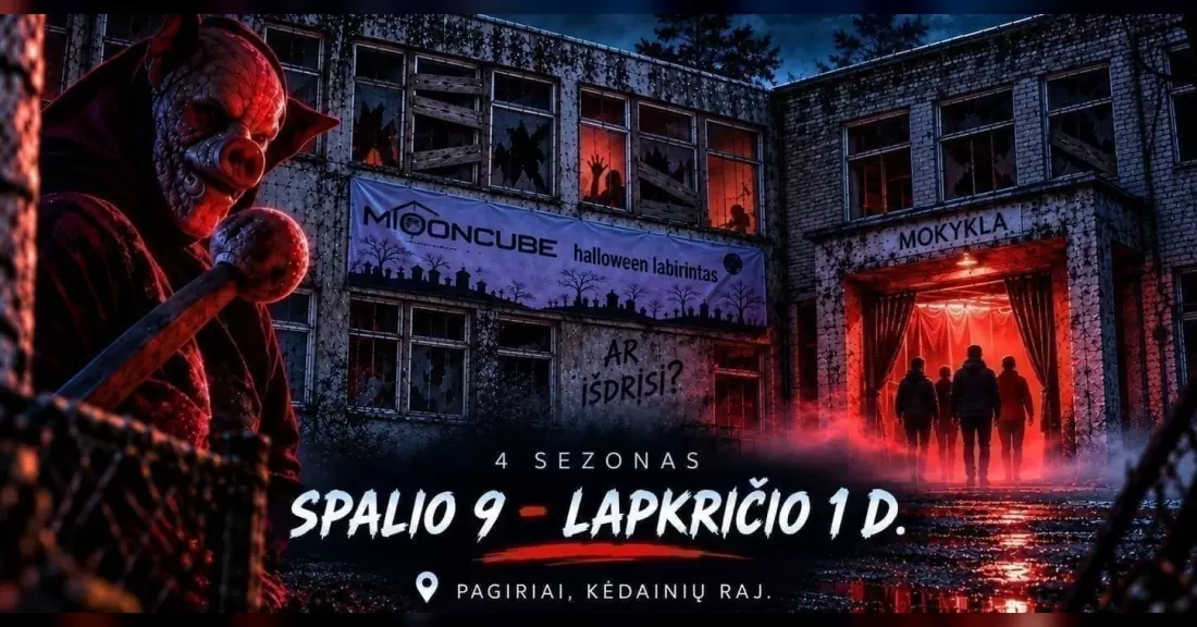 Pirkti bilietus MOONCUBE Helovino siaubo labirintas Kėdainių rajono savivaldybė, Mokyklos g. 3 Spalis 09 - Lapkritis 01