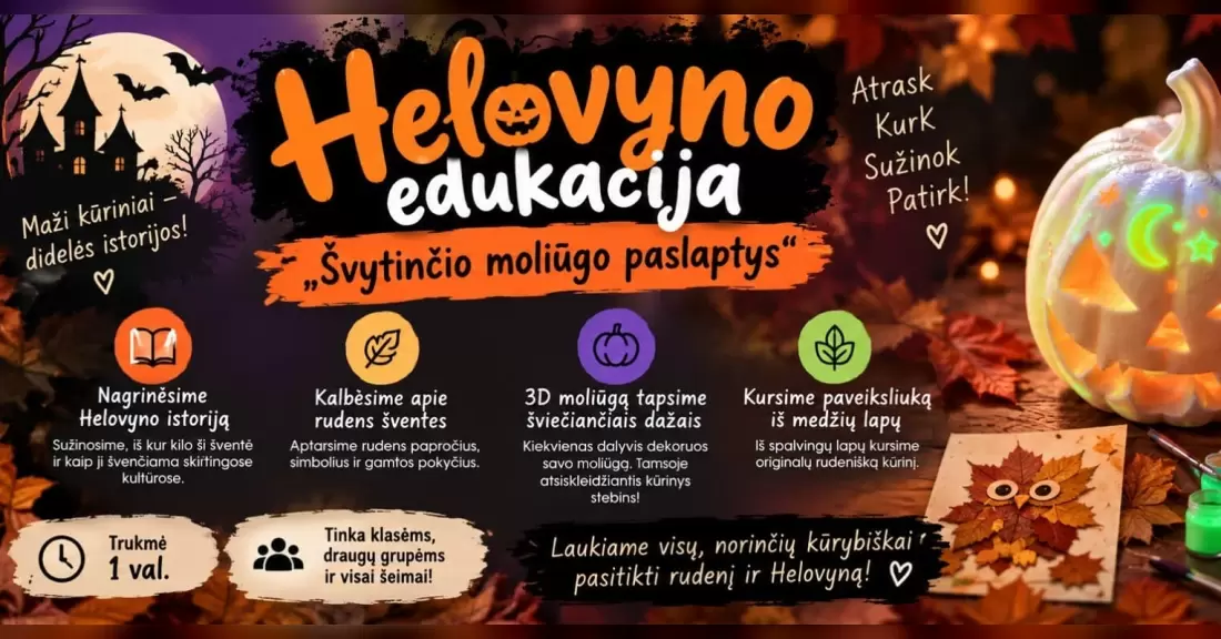Pirkti bilietus Helovyno edukacija ,,Švytinčio moliūgo paslaptys