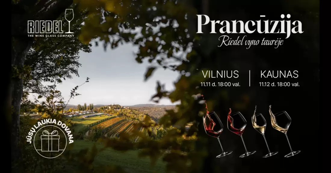 Pirkti bilietus Prancūzija Riedel vyno taurėje Kaunas, Gastro Studija Lapkritis 12