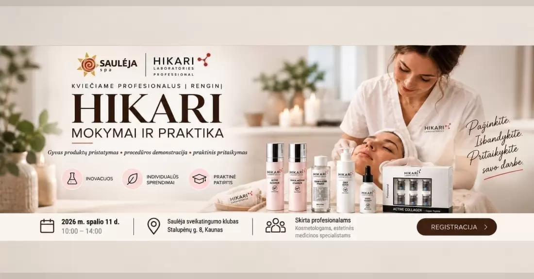 Pirkti bilietus HIKARI - mokymai ir praktika profesionalams Kaunas, Saulėja SPA Spalis 11
