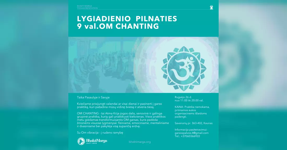 Pirkti bilietus ILGIAUSIOS DIENOS 9 val OM CHANTING Kaune Kaunas, Savanorių Prospektas 363 Rugsėjis 26