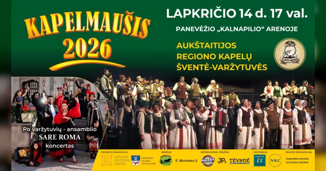 Pirkti bilietus Aukštaitijos regiono kapelų šventė-varžytuvės „Kapelmaušis 2026“ Panevėžys, Kalnapilio arena Lapkritis 14
