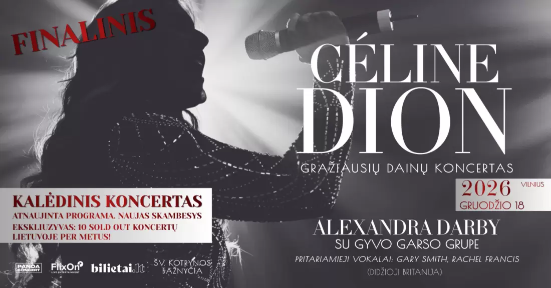 Pirkti bilietus Kalėdinis šou: Gražiausių CELINE DION dainų koncertas | atlieka Alexandra Darby su gyvo garso grupe | PAPILDOMAS Vilnius, Šv. Kotrynos bažnyčia Gruodis 18