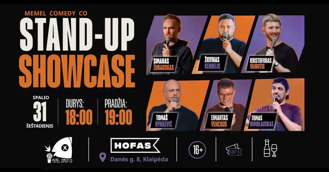 Pirkti bilietus Memel Comedy Co - STAND UP Showcase / HOFAS - Klaipėda / 10.31 Klaipėda, Hofas Spalis 31