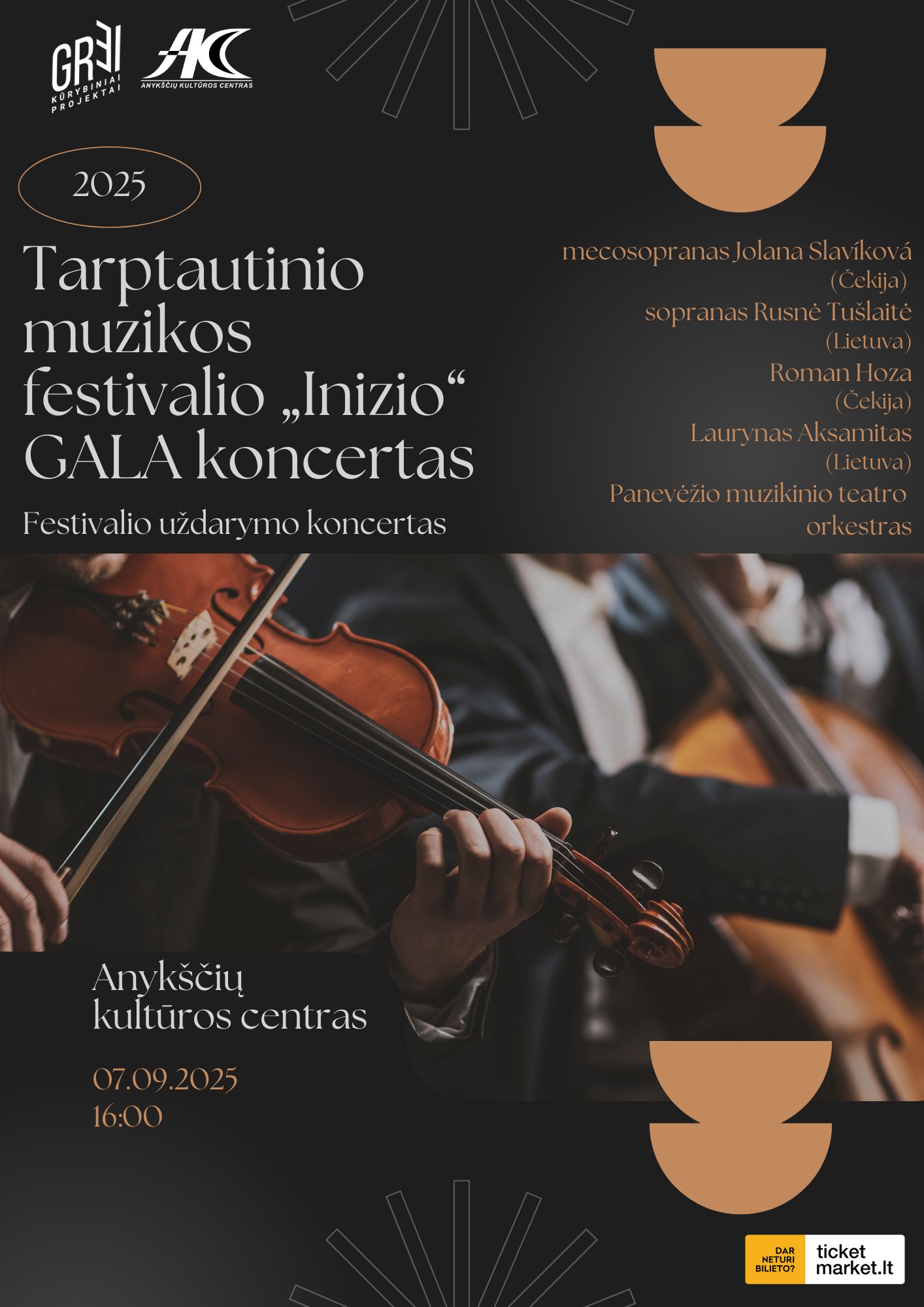 Купить билеты Tarptautinio muzikos festivalio „Inizio“ GALA koncertas Palanga, Muzikos klubas Vandenis Сентябрь 07