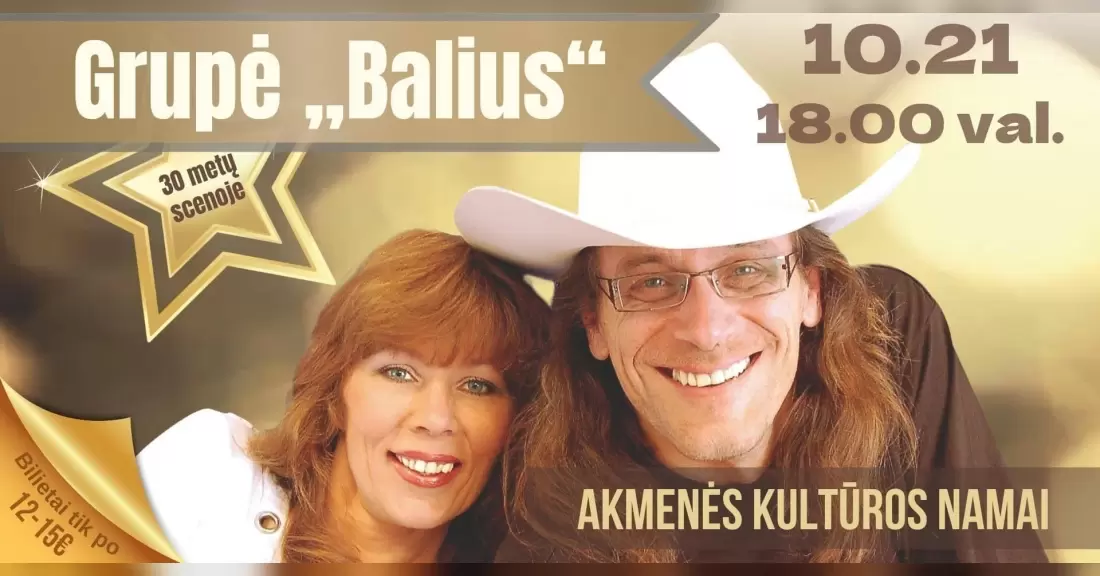 Pirkti bilietus Grupė Balius kviečia švęsti kartu Akmenėje! Akmenė, Akmenės kultūros namai Spalis 21