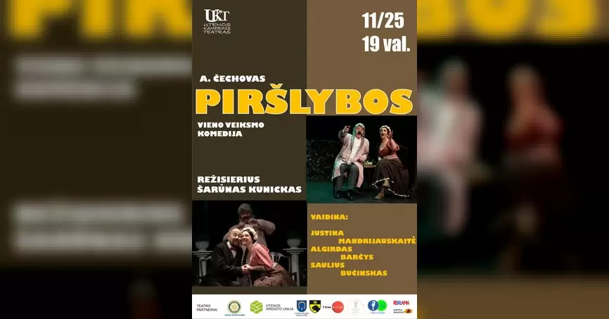 Pirkti bilietus Utenos Kamerinio teatro spektaklis „PIRŠLYBOS“ Utena, Utenos Kamerinis teatras Lapkritis 25