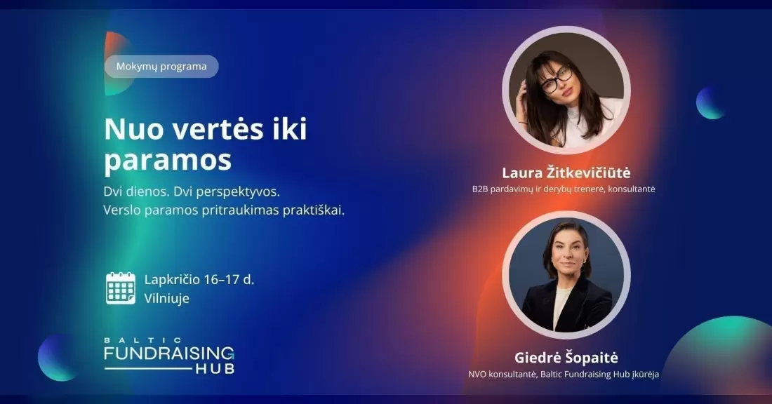 Pirkti bilietus Nuo vertės iki paramos: praktiniai mokymai Vilnius, ibis Vilnius Centre Lapkritis 16-17
