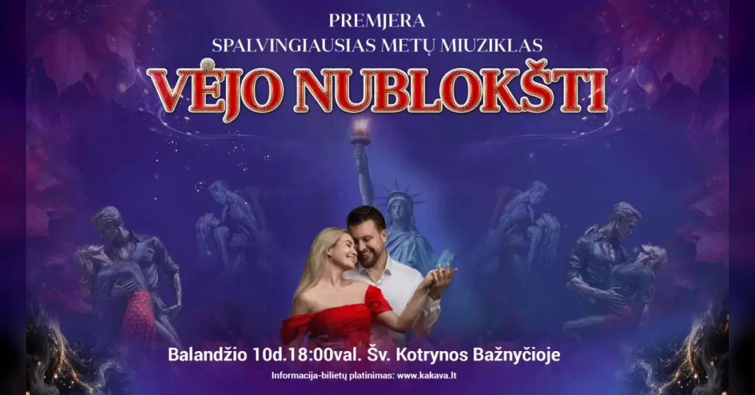 Pirkti bilietus Spalvingiausias metų miuziklas „Vėjo nublokšti“ Vilnius, Šv. Kotrynos bažnyčia 2027 Balandis 10