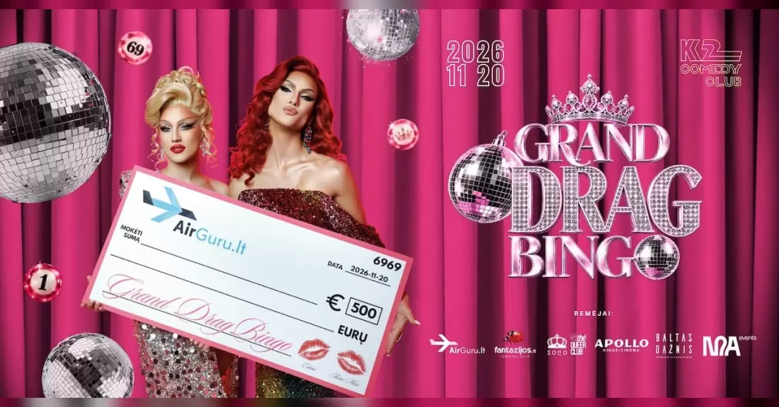 Pirkti bilietus GRAND DRAG BINGO Vilnius, K2 Comedy Club Lapkritis 20