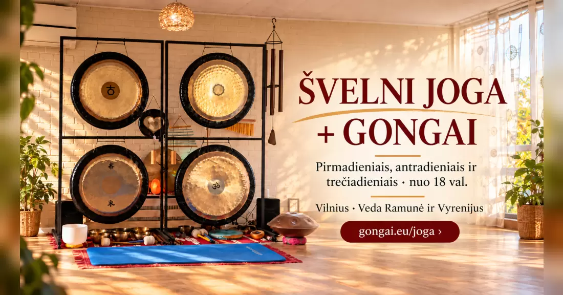 Pirkti bilietus Švelni joga + gongai Vilniuje – 2026 m. spalio 26 d., pirmadienis Vilnius, J. Basanavičiaus g. 29A – 59 aud. Spalis 26
