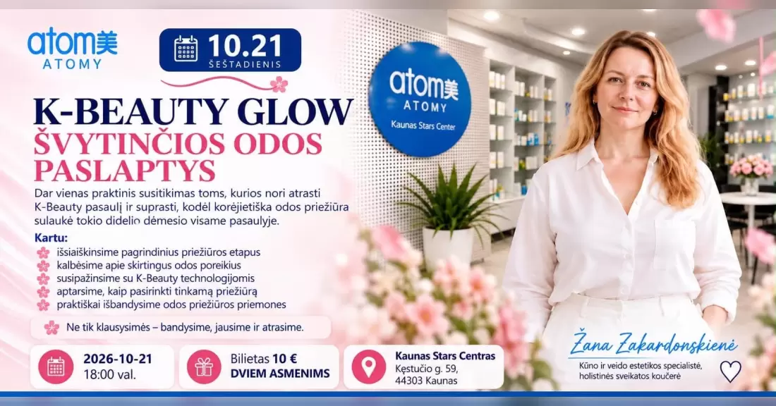 Pirkti bilietus 10.21 | K-BEAUTY GLOW | ŠVYTINČIOS ODOS PASLAPTYS Kaunas, Kęstučio g. 59 Spalis 21