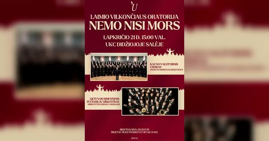 Pirkti bilietus Laimio Vilkončiaus oratorija „Nemo Nisi Mors“ Utena, Utenos kultūros centras Lapkritis 21
