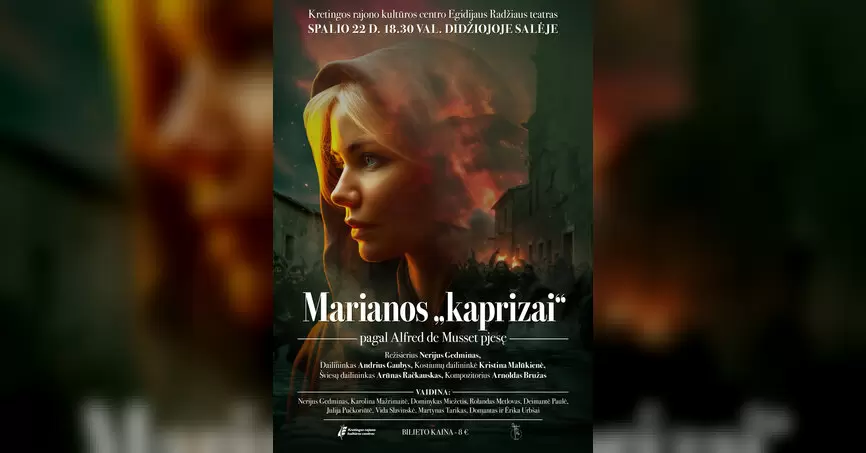 Pirkti bilietus MARIANOS „KAPRIZAI“ – PREMJERA Kretinga, Kretingos kultūros centras Spalis 22