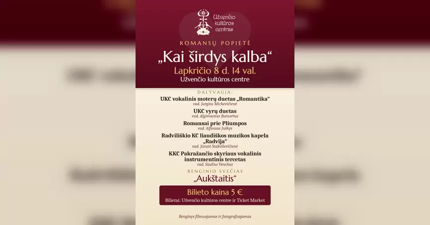 Pirkti bilietus Romansų popietė 