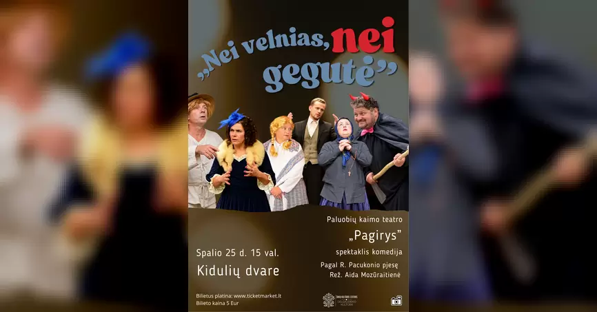 Pirkti bilietus Spektaklis „Nei velnias, nei gegutė“ Kiduliai, Kidulių dvaras Spalis 25