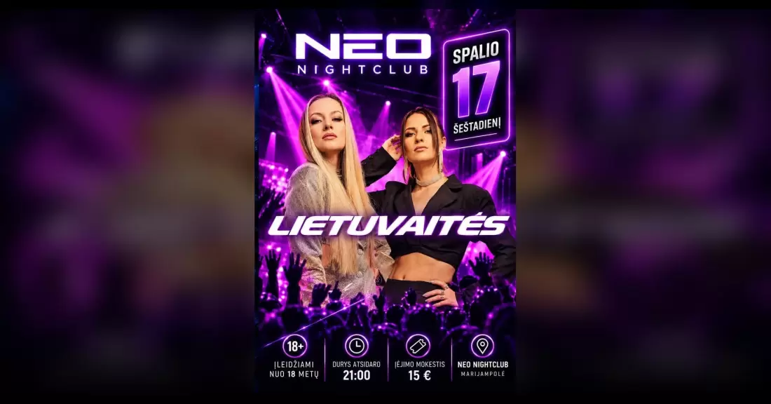 Pirkti bilietus NEO naktinio klubo atidarymas Marijampolė, Statybininkų gatvė 4 Spalis 17-18