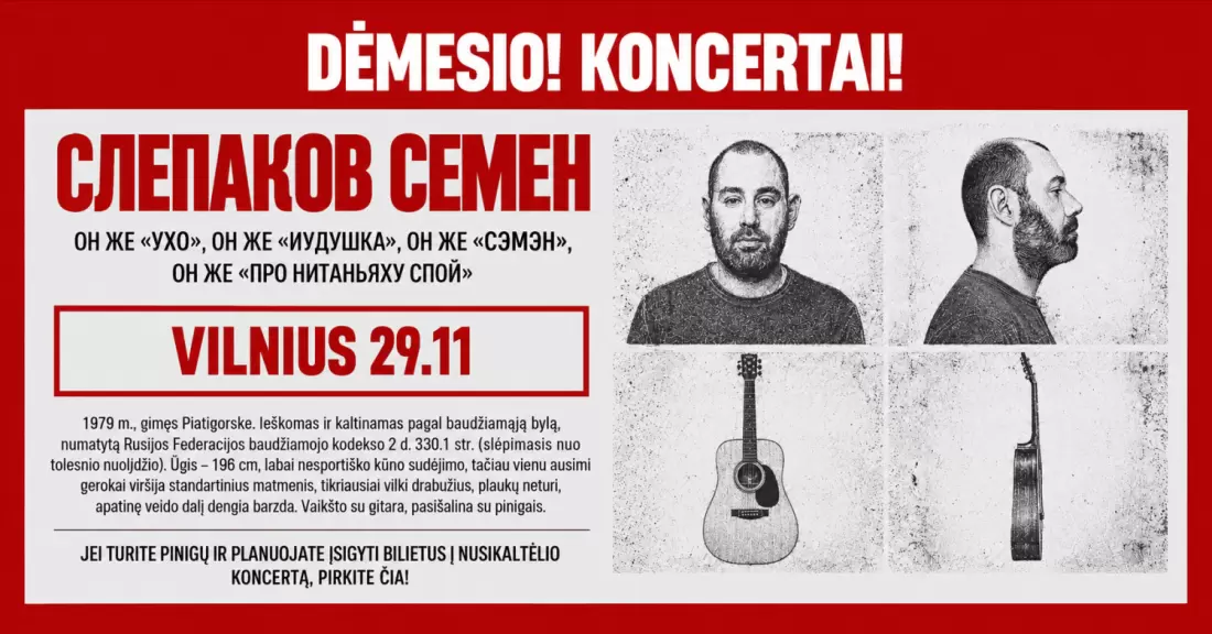 Pirkti bilietus Semyon Slepakov Vilnius, Pramogų arena Lapkritis 29