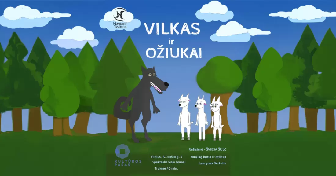 Pirkti bilietus Spektaklis šeimai: Vilkas ir ožiukai Vilnius, Naujasis teatras 2027 Gegužė 15